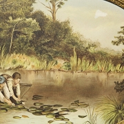 Ceramic plaque ‘Scene at the lake’, 19th-20th century