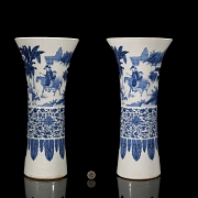 Pair of Gu vases, ‘Scenes and Flowers’, Qing dynasty