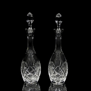 Pareja de licoreras de cristal tallado, Europa, s.XX