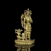 Grupo escultórico de bronce dorado 