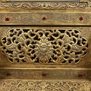 Panel de jade blanco y bronce dorado