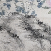 Chinese painting “Flowers and Bee,” signed Ren Xun