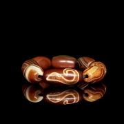 Pulsera de ocho Dzi de ágata, dinastía Liao