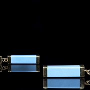 Pendientes con movimiento, en oro amarillo de 18 k y turquesa