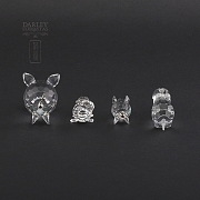 Juego de cuatro figuras en cristal de Swarovski, dos cerdos, hipopótamo y castor - 6