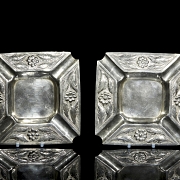 Pareja de ceniceros en plata boliviana, s.XX