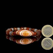 Antigua pulsera de cuentas y Dzi de ágata, dinastía Liao