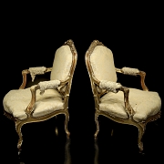 Pareja de sillones estilo Luis XV, Francia, ffs. s.XIX