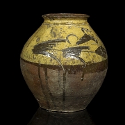 Antigua vasija de cerámica vidriada, Asia. - 3