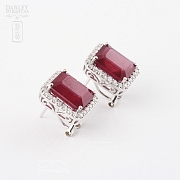 pendientes Rubí 14.13cts y 52 diamantes  de 18k - 2