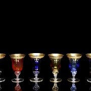 Juego de seis copas de cristal de murano, s.XX