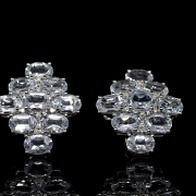 Pendientes de diamantes y aguamarinas en oro blanco de 18K