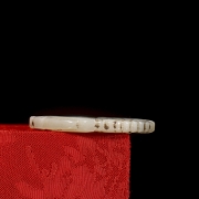 Pair of white jade pendants, ‘Characters with lotus’, Qing dynasty
