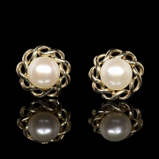 Pendientes de oro amarillo con perlas