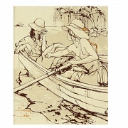 Bernard Dufour (20th-21st century) ‘Ladies in a Boat’