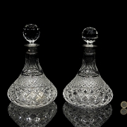 Pair of cut-glass ship-shaped bottles, 20th century - 6