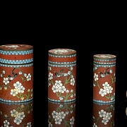 Tres recipientes de cloisonné, s.XX