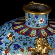 Jarrón meiping de bronce con esmalte cloisonné 