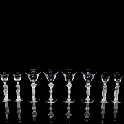 Set of ten sculptural ‘Venus’ glasses, Bayel, 20th century
