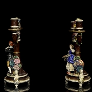 Capodimonte “Pair of porcelain candlesticks,” 20th century - 3