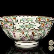 Glazed porcelain bowl, “Courtly Scenes,” Canton, 20th century