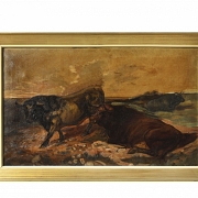 19th-20th Century Spanish School “Toros de Bergel”