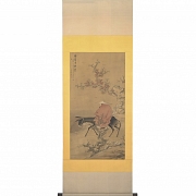 Chinese painting “Riding under plum blossoms,” signed Jin Kun
