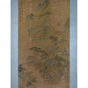 Chinese painting ‘Village Among the Mountains’, signed Lu Zhi