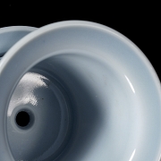 Pair of porcelain flower pots with sky blue glaze, marked Qianglong