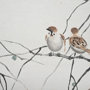 Chinese painting ‘Sparrows on Branches’, signed by Xu Beihong