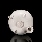 Vasija para vino de cerámica esmaltada en blanco, horno Ding