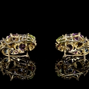 Pendientes oro amarillo con piedras de colores