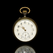 Gold-plated metal pocket watch with inscription