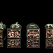 Doce sellos de jade verde espinaca