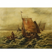 F. Claiton (19th century) ‘Seascape in Storm’