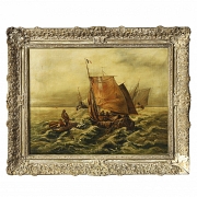 F. Claiton (19th century) ‘Seascape in Storm’