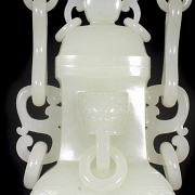 Jarrón colgante de jade blanco de Hetian, dinastía Qing