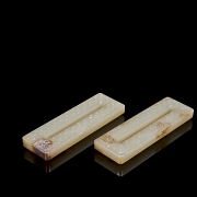 Pair of rectangular jade plaques, Qing Dynasty - 3