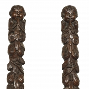 Pareja de tallas de madera balinesas, s.XX