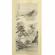 Chinese painting “Landscape and poem”, 20th century - 1