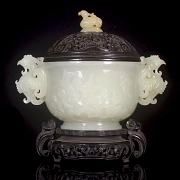 Incensario de jade blanco Hetian 