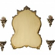 Conjunto de espejo y cornucopias de estilo rococó, s.XX - 4