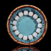 Pulsera de cuentas de jade blanco de Hetian, dinastía Qing