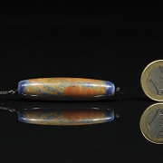 Cuenta Dzi de ágata azul, s.XIX
