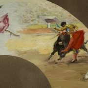 País de abanico pintado al óleo