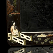 Pair of inlaid wooden mirrors, Qing dynasty. - 6