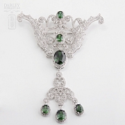 Aderezo de Fallera verde Esmeralda y plata Rodiado - 1