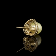 Pendientes de oro amarillo de 18 kt con perlas y diamantes