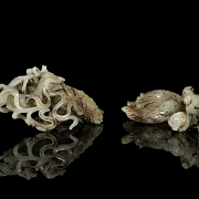 Pareja de tallas de jade blanco 
