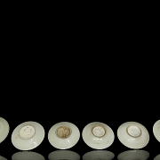 Juego de seis platos de cerámica esmaltada, dinastía Ming